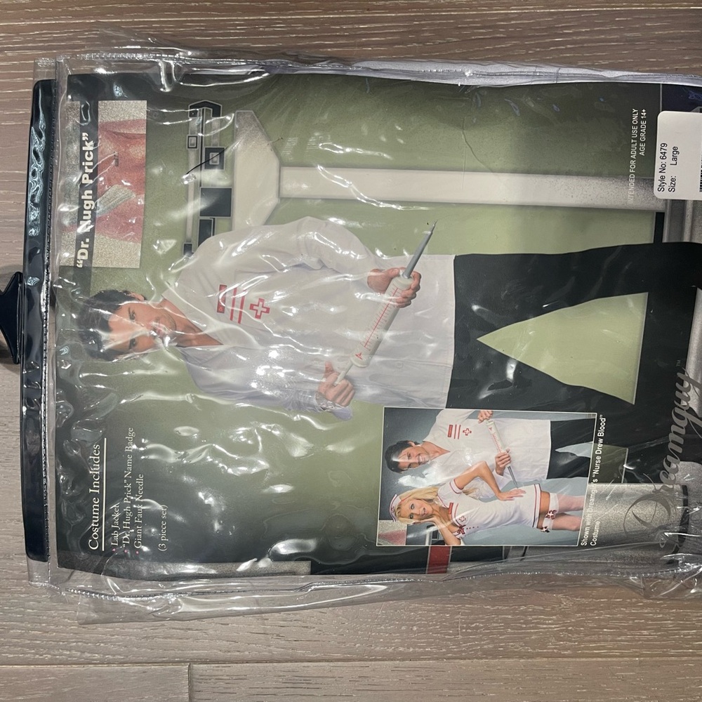 Dream guy Dr. Hugh prick adult costume. NWT large - Picture 2 of 3